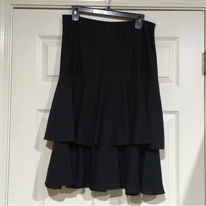 Vintage 1980s Boston Maid Skirt Black Size 10 USA 2 Tiered